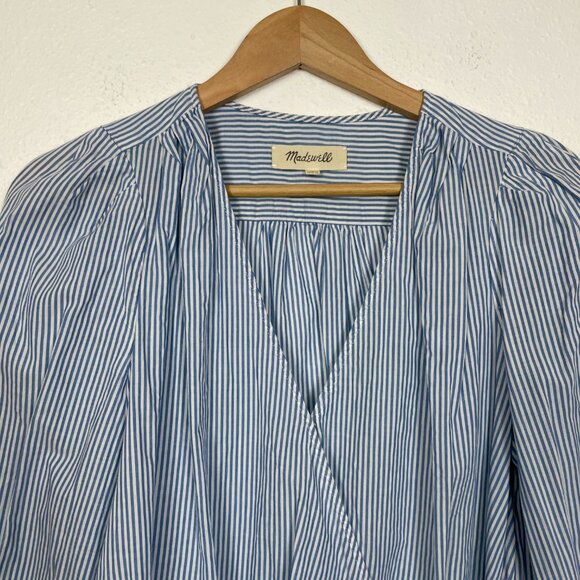 MADEWELL Wrap Top in Indigo Stripe Size: Large - Picture 4 of 8